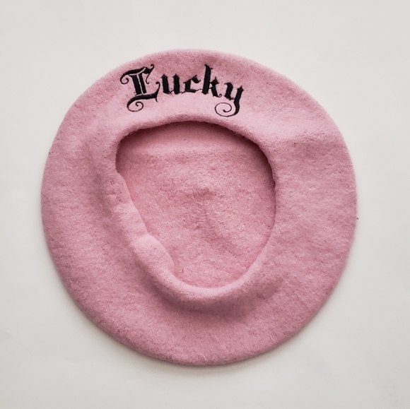Urban Outfitters Pink Lucky Wool Felt  Beret - Picture 2 of 5